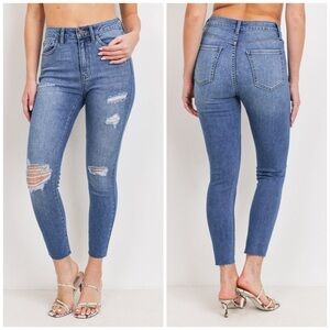 JUST BLACK DENIM (JBD) MOIRA Distressed Scissor Cut Skinny Ankle Length Jeans
